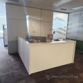 White L Suite Reception Desk w/ 4 Drawer Credenza 94" x 84"